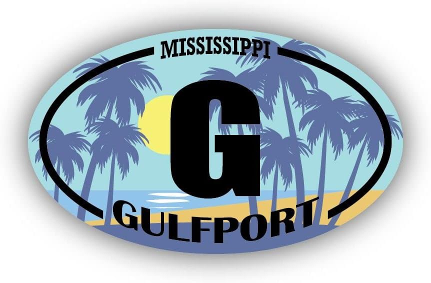 G Gulfport מיסיסיפי | מדבקות ציון דרך בחוף | אוקיינוס, ים, אגם, חול, גלישה, לוח ההנעה | מושלם למכוניות,